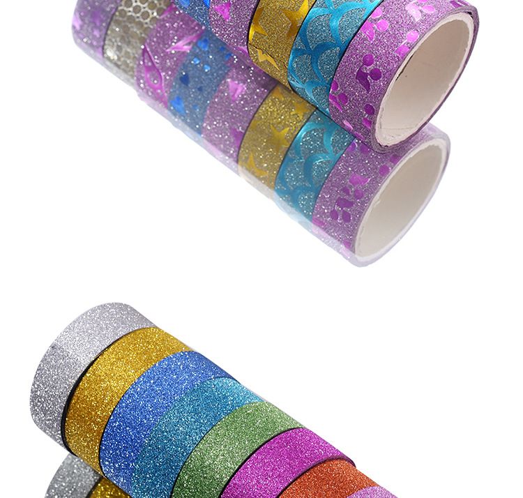 Autocollants décoratifs en ruban pailleté en gros 1,5 cm * 3M 10 rouleaux d'un tube de ruban pailleté_voghion.com
