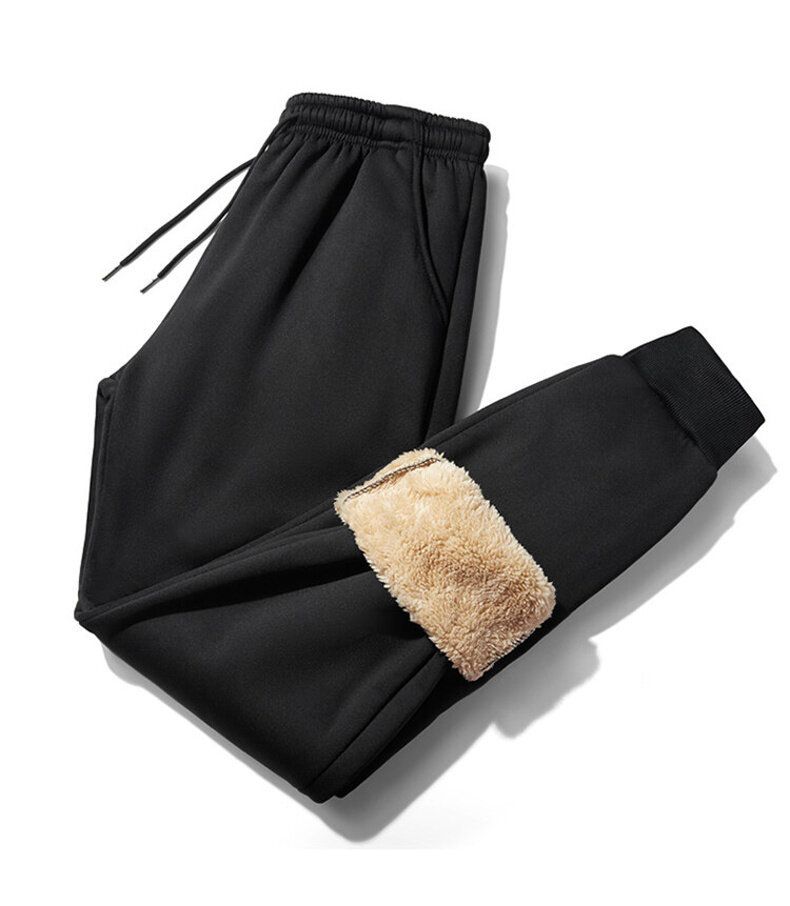 Men's Fleece-Lined Winter Pants - Soft & Warm Thermal Trousers With Elastic Waist, Comfortable Lounge Pants For Cold Weather_voghion.com