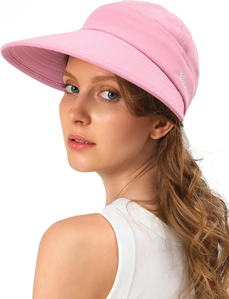 Sun Hats For Womens Wide Brim Visor UV Protection Dual Purpose Hat For Beach Summer Packable Cap_voghion.com