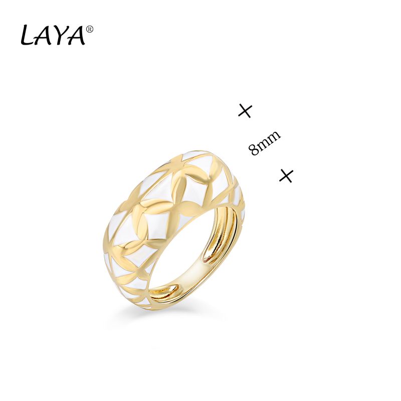 LAYA Sterling Sier Fashion Semplice Solido Geometria Design Colore Smalto Anello Per Le Donne Feste Alta Qualità Classico_voghion.com