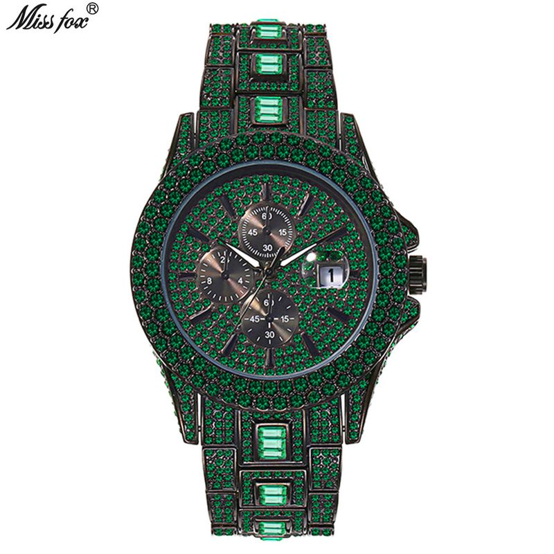 Watch Live Streaming: Fashionable Hip-hop, Full Of Colorful Diamonds, Men's Luminous Quartz Watch_voghion.com