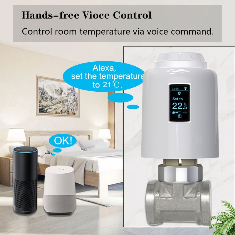 Neien EWek Smart ZigBee Thermostat Heizkierper TRV Programméierbaren Aktuator Heizung Ferntemperaturregler Alexa Google_voghion.com