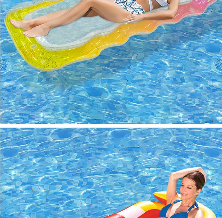 Shimmer Mermaid Tail Inflatable Lounger - Breathable Mesh Floating Bed With Pillow (Eco-Friendly PVC 180cm Quick-Dry & Portable For Pool/Beach)_voghion.com