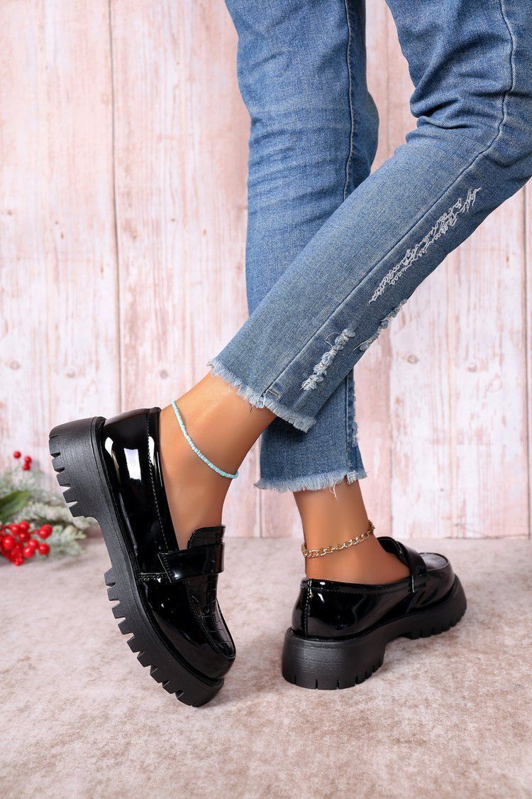 Loafer Small Leather Shoes Platform Single Shoes Retro Slip-on_voghion.com