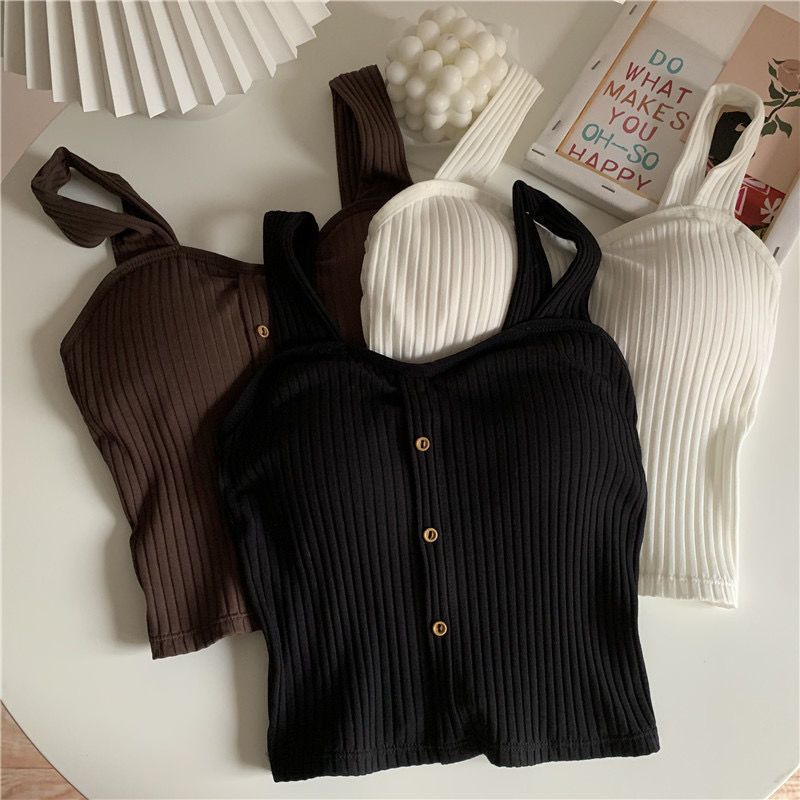 Damenbekleidung Schöner Rücken Kleine Sling Chic Weste Damen Herbst Süße Kühle Dünne Oberbekleidung Neuer Stil Mit Brustpolster Bottoming Top_voghion.com