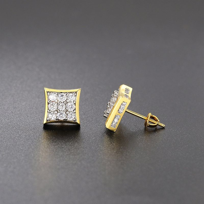 Gioielli unisex Moda hip hop orecchini a croce quadrati per uomo pieni di diamanti e orecchini con filo di zirconi accessori moda da strada_voghion.com