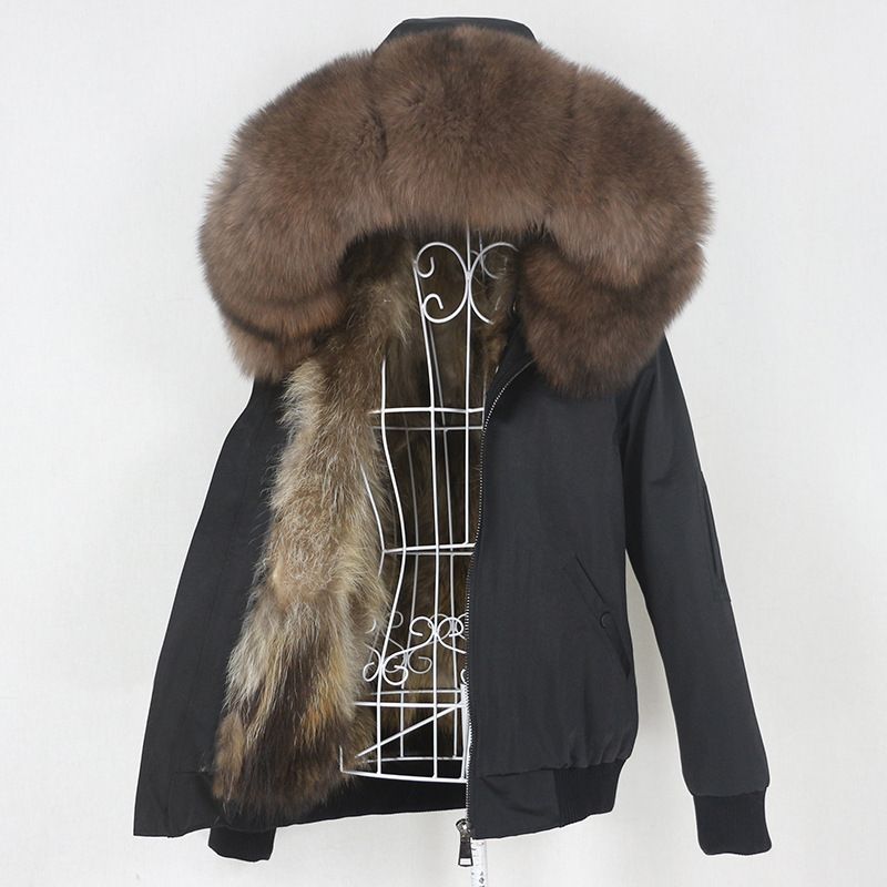 Abbigliamento donna nuovo stile parka fodera in pelliccia di procione ispessita vera pelliccia di volpe staccabile grande collo di pelliccia giacca cappotto di pelliccia_voghion.com