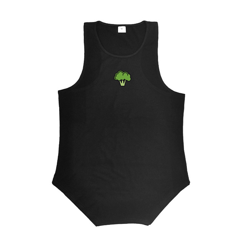 Herrenbekleidung Guochao Broccoli Fitness-Unterhemd Herren Slim Elastic Trainingskleidung Baumwolle Bodybuilding T-Shirt_voghion.com