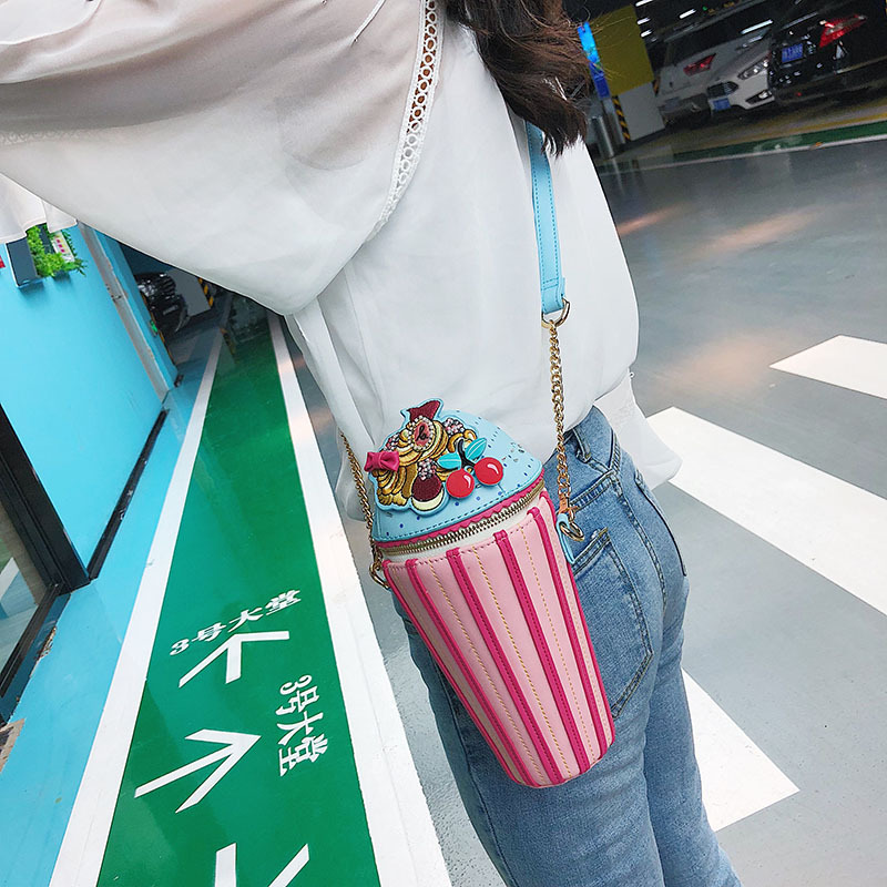 Autumn and winter new fashion lady personality creative net red ice cream cartoon cute chain crossbody bag_voghion.com