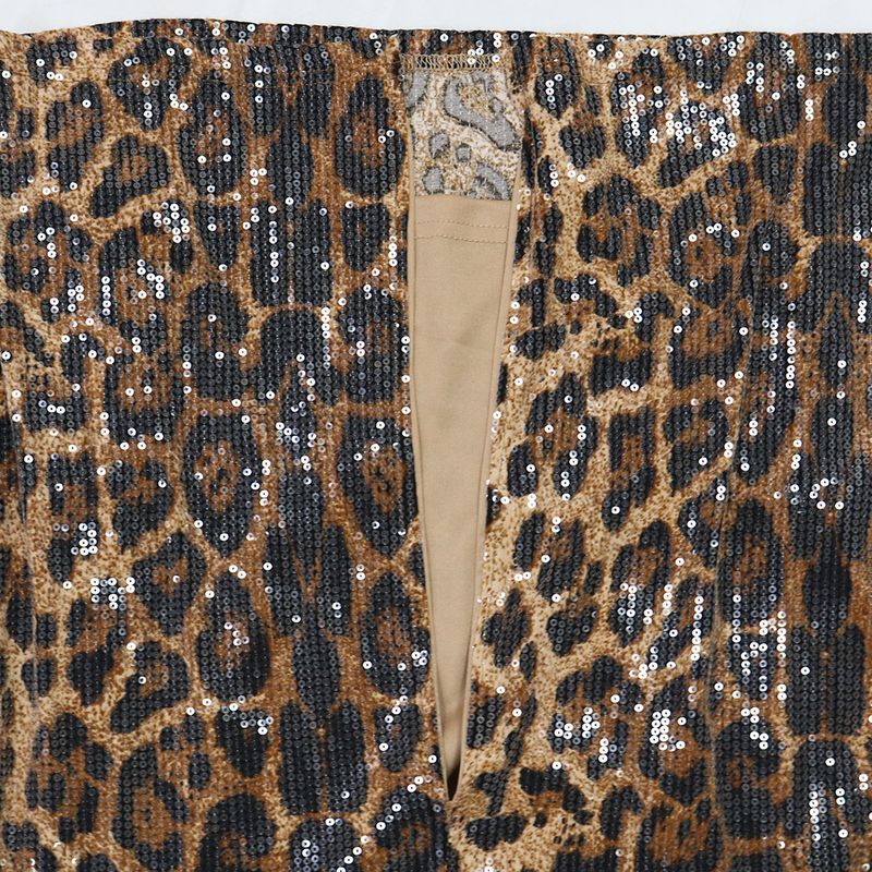 Női ruházat Leopárdmintás Szexi Ruha Flitteres Üreges Pántnélküli Hát nélküli Hasított Ujjak Bankett Stílusú Ruha_voghion.com