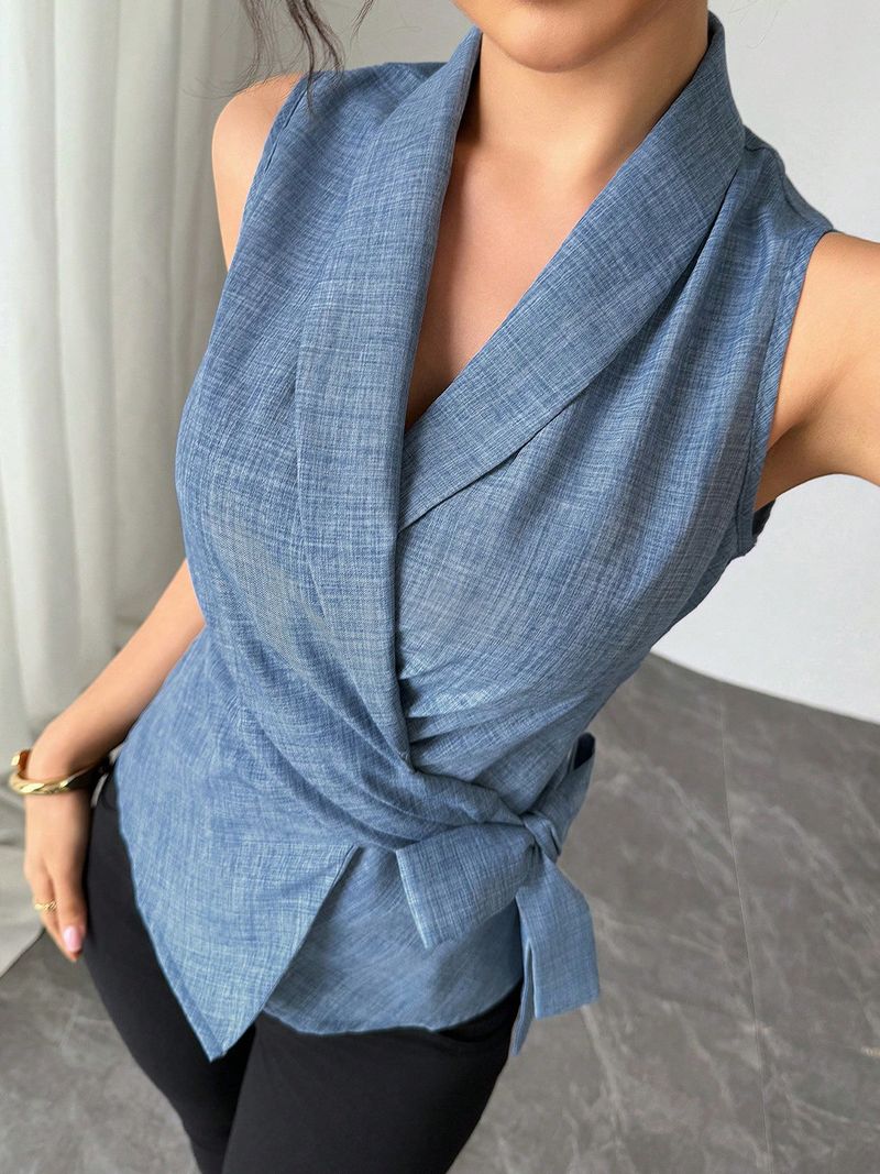 Abbigliamento donna Camicia senza maniche Temperamento estivo Camicia aderente senza spalline Cardigan Abbigliamento donna_voghion.com