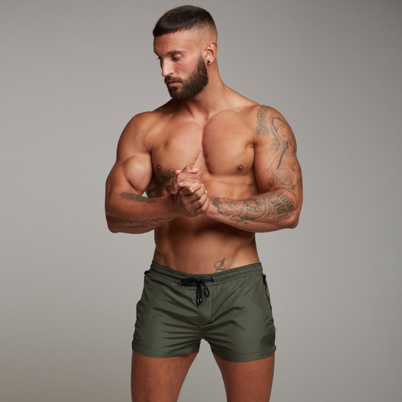 Schnelltrocknende Shorts für Herren – Strand- und Laufshorts für den Sommer, leicht und atmungsaktiv, mit Taschen (Schwarz/Blau, M-Large)_voghion.com