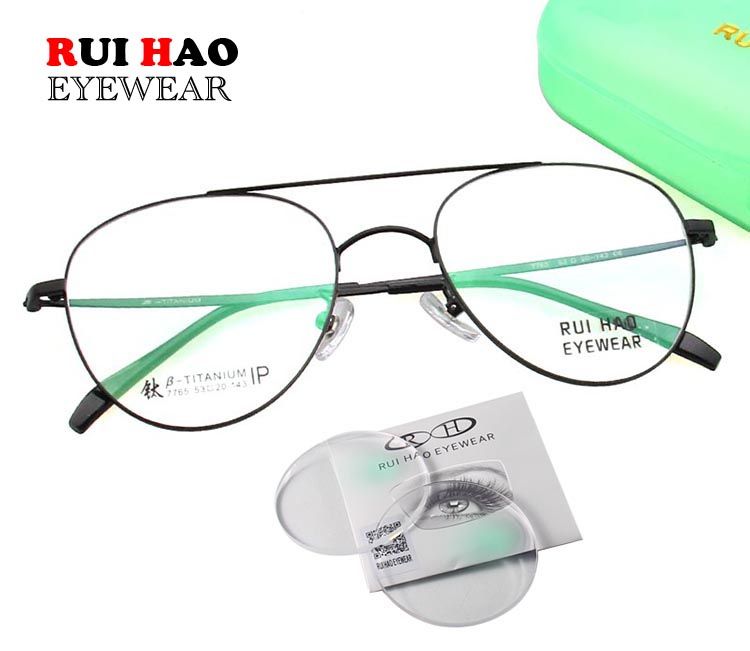 Lunettes de vue à la mode personnalisées Double Deam Lunettes de vue Remplissage de monture Lentilles optiques Lunettes en titane Myopie Hypermétropie_voghion.com