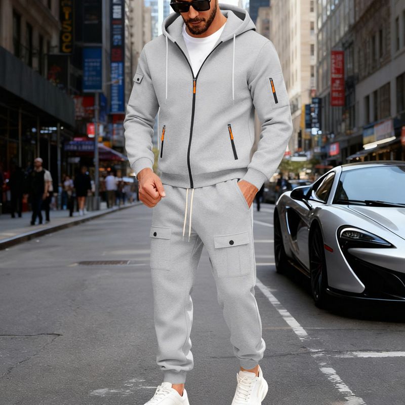 Men's Heavyweight Fleece Hoodie & Jogger Set - Relaxed Fit Workwear Style For Outdoor & Commuting (M-3XL, 5 Colors)_voghion.com