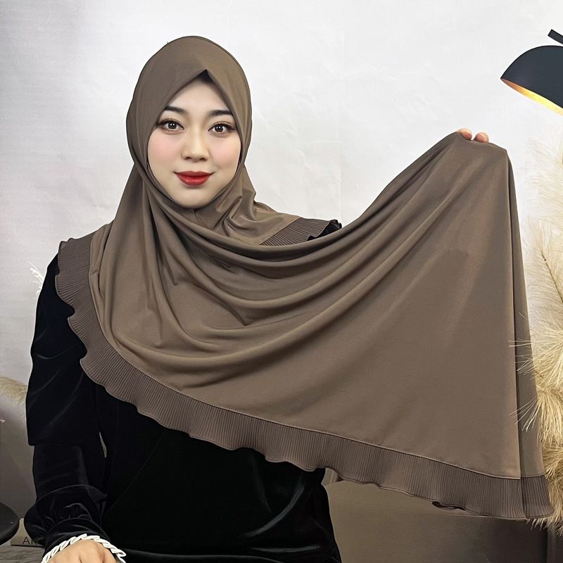 Naiste Hijab ühevärviline šifoonist pikk sall pullover ühekihiline volangiga naiste mähis mugav naiste sall_voghion.com