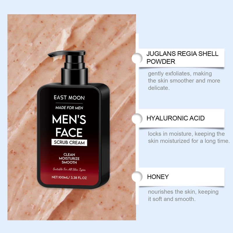 East Moon Men's sanft botzt d'Gesiichtshaut, erfrëschend Feuchtigkeitsscrub a kontrolléiert d'Uelegpeeling_voghion.com