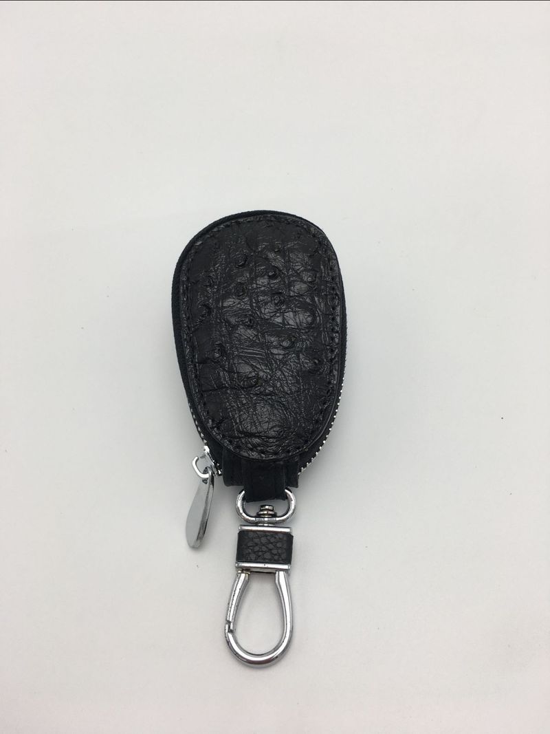 Sac porte-clés en cuir véritable à motif de grain d'autruche, nouvelle collection 2025_voghion.com