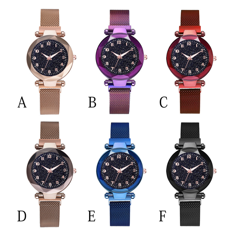 Magnet women's watch Arabic numerals face popular watch ladies mesh belt fashionable simple quartz watch_voghion.com