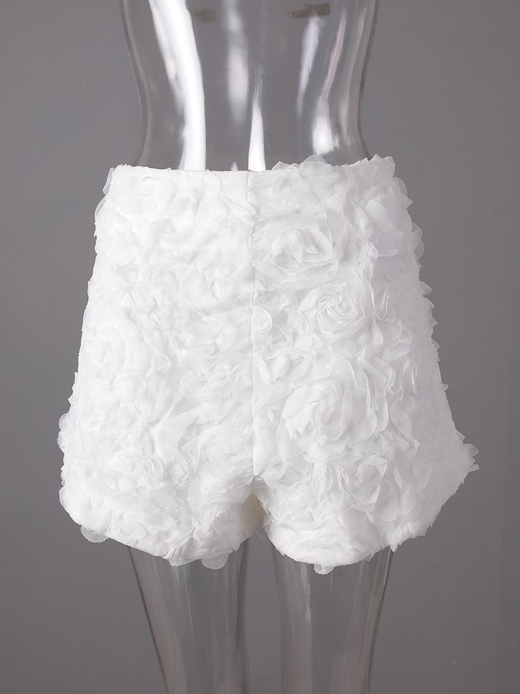 Vietnamesisch inspiriertes Spitzentop- und Rüschenshorts-Set – Blumenstickerei, atmungsaktives Polyester (S-XL, Hellgelb/Rosa)_voghion.com
