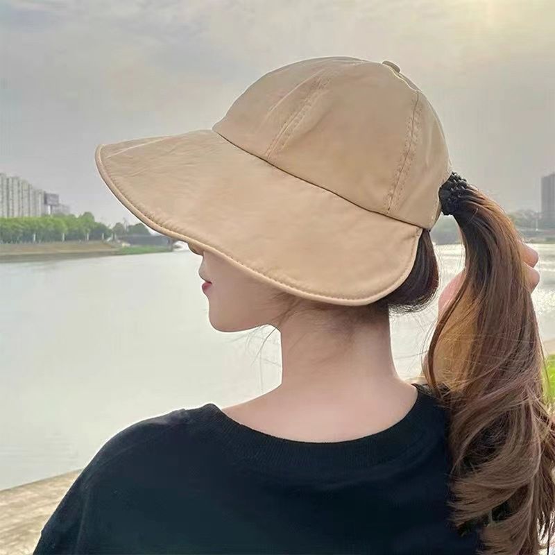 Summer Wide Brim Sunhat Women Sun Hats Foldable Adjustable Outdoor Beach Bucket Hat UV Protection Visors Fisherman_voghion.com