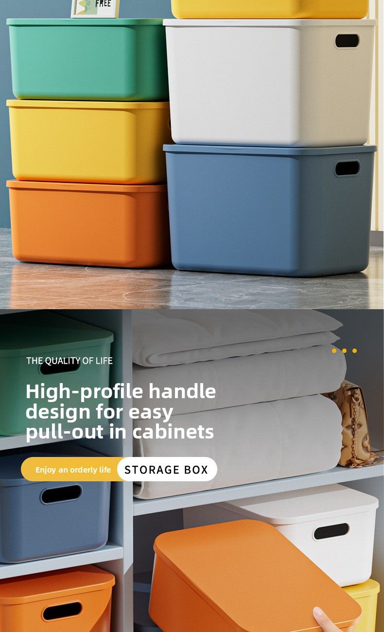 Desktop With Lid Plastic Miscellaneous Snacks Cosmetics Rectangular Basket Storage Organizing Box_voghion.com