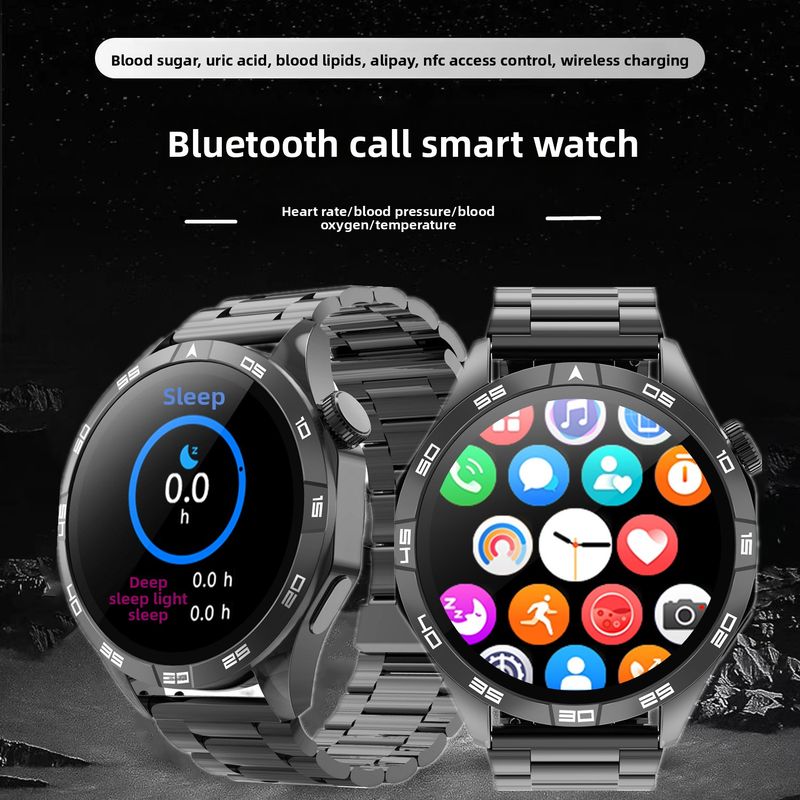 GT4 Bluetooth Call Smart Sugar Lipid Uric Acid Body Temperature Alipay NFC Heart Rate Pressure Blood Oxygen Watch Durability Upgrade_voghion.com