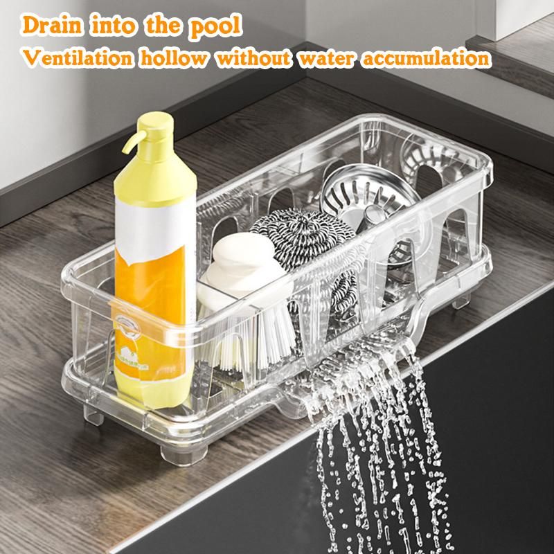 sponge Drain Rack Kitchen Dishwashing Basket Rack Sink Detergent Rag Countertop Storage Rack_voghion.com