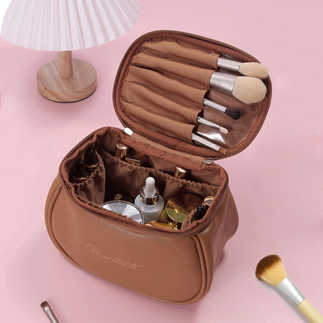 Simpatica borsa per trucco in PU per donna Articoli da toeletta Organizer Custodia da viaggio impermeabile Custodia per cosmetici portatile di grande capacità_voghion.com