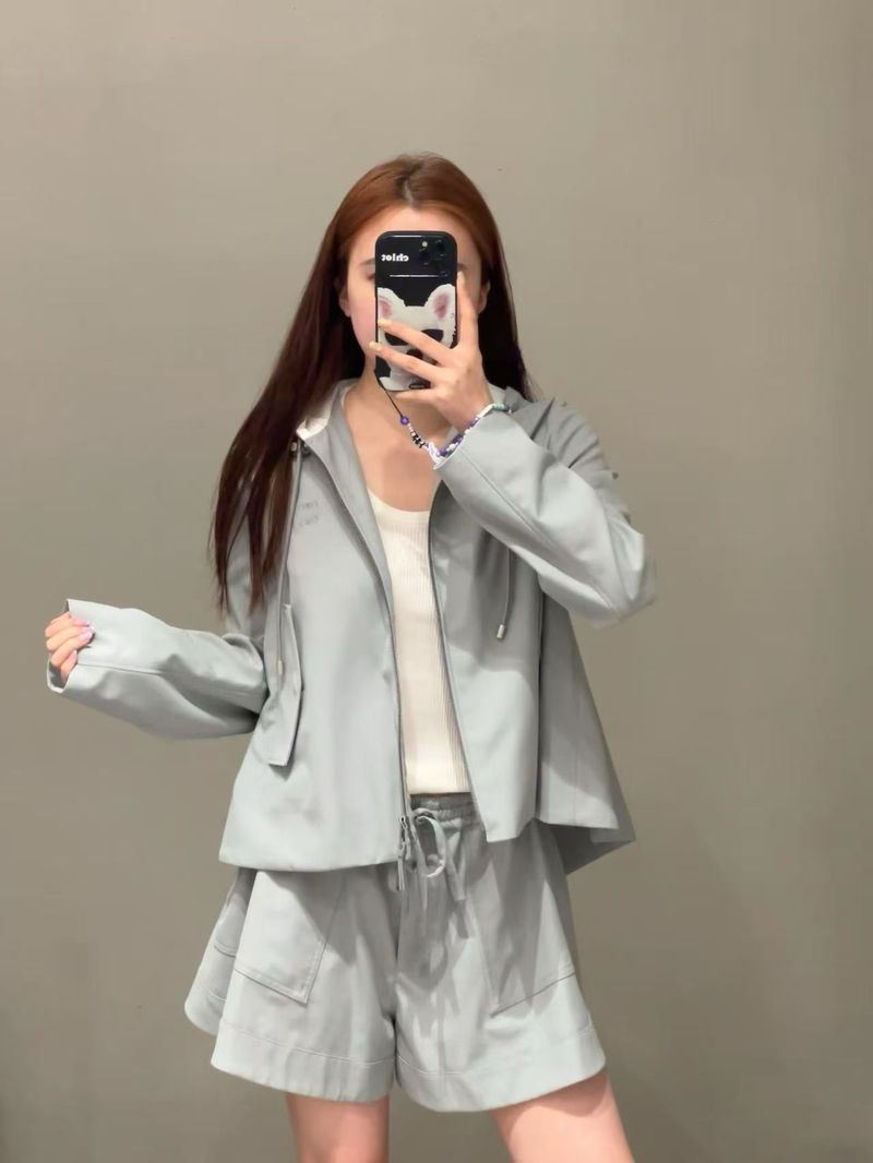 0 Nuovo set casual autunno inverno con giacca con cappuccio e pantaloncini elasticizzati in vita, ricamo a lettere e blocchi di colore_voghion.com