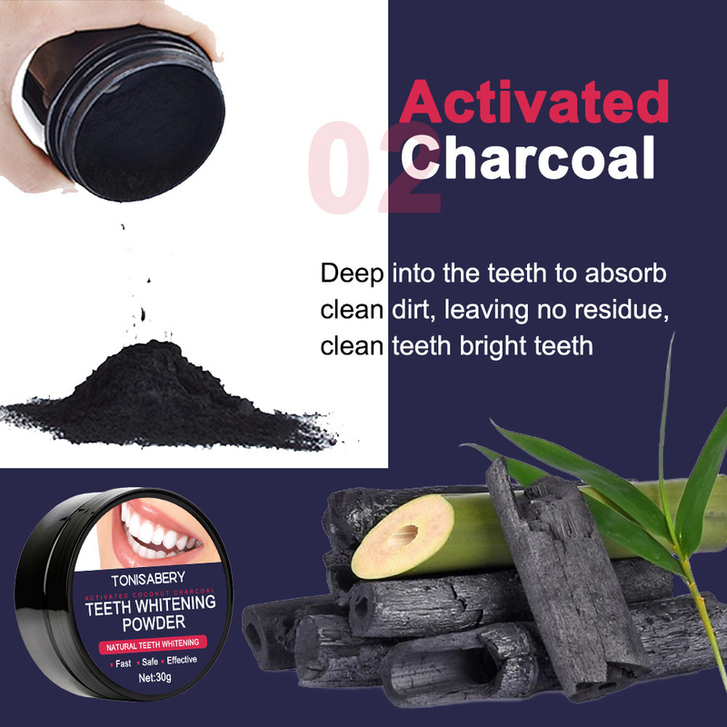 Coconut shell activated carbon bamboo charcoal black tooth powder, 30g bottle_voghion.com