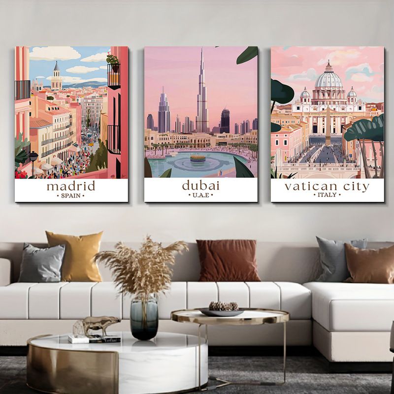 Nordic Living Room Decorative Entrance Warm Color Healing Series Hanging Canvas Poster Landscape High-Definition_voghion.com