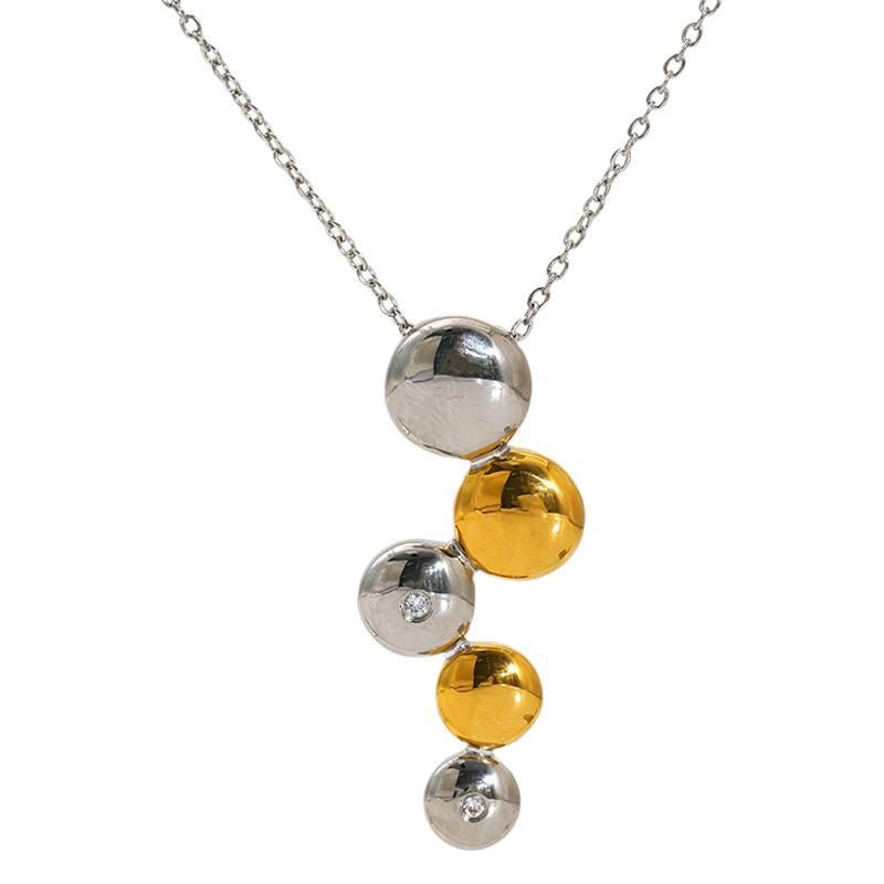 Round Titanium Steel Necklace Women, Gold Pendant, Fashionable Metal Style, Unique Collarbone Chain For Women_voghion.com