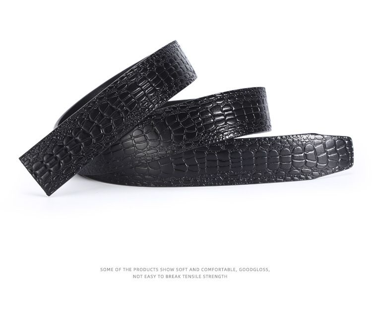 Curele bărbătești cu cataramă automată cu model de crocodil de 3,5 cm, primul strat din piele de vacă, al doilea strat din piele de vacă, margine plată în trepte_voghion.com