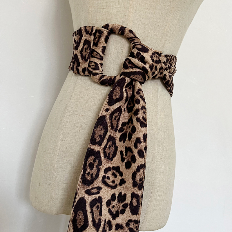 Pearl buckle coat belt women's decoration with skirt wide girdle retro leopard print accessories fabric versatile 2022 spring and autumn_voghion.com