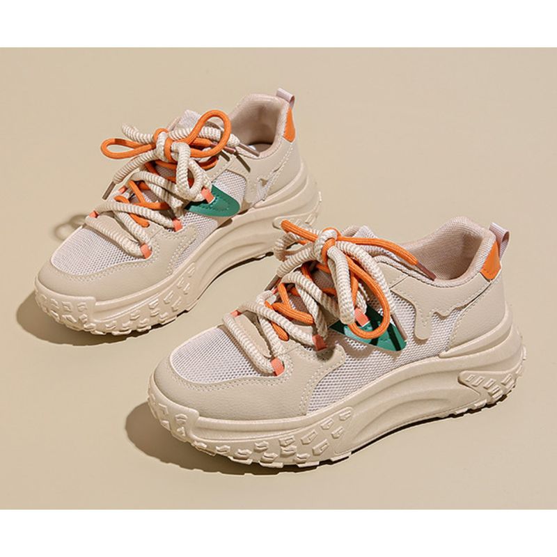 New Father Women 2024 Summer And Autumn Increase Breathable Thick Sole Net Surface Small White All Wear Shoes_voghion.com