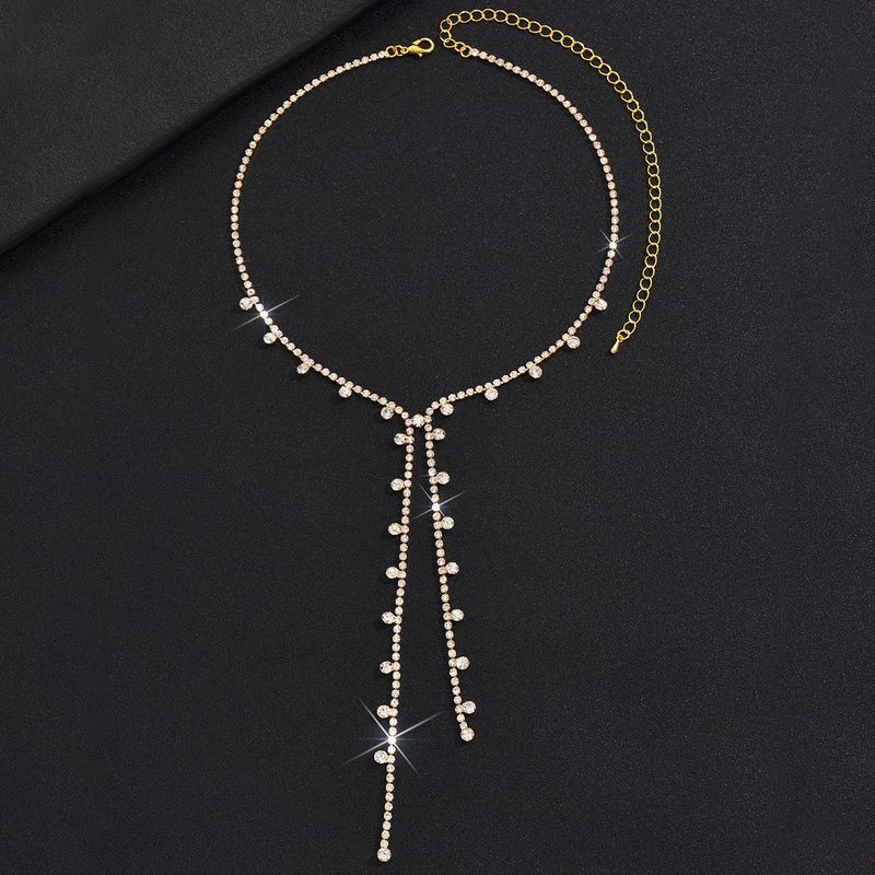 New Accessories Personality Long Tassel Necklace Sexy Irregular Full Diamond Choker For Women_voghion.com