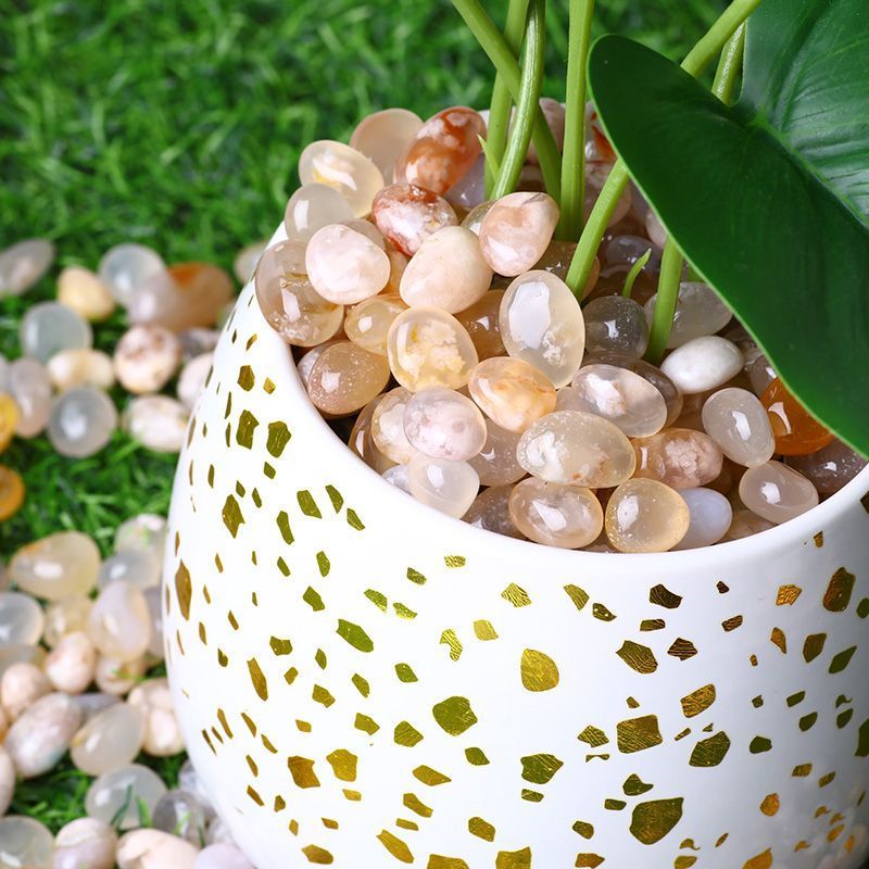 Sakura Agate Raw Rain Pure Natural Flower Pot Fish Tank Landscaping Stone Gardening Small Pebbles_voghion.com