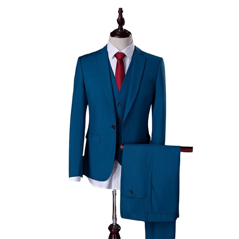 CT Men's Korean Style Slim Fit Suit Set Large Size Business Casual Groom Tuxedo Blazer_voghion.com