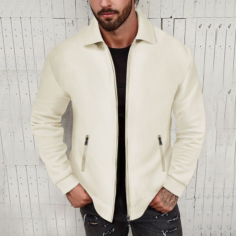 2024 bovenkleding lente jeugd wafel zak met ritssluiting en flip kraag slim fit vest herenjas_voghion.com