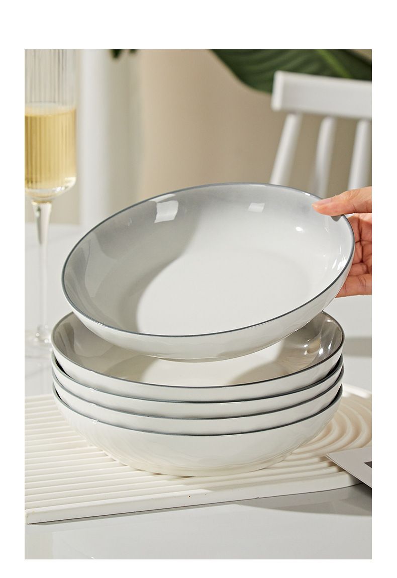 Set di ciotole e piatti in ceramica di alta qualità con motivo a pietra, colore sotto smalto, semplice ciotola per mangiare in casa, piatto, cucchiaio_voghion.com