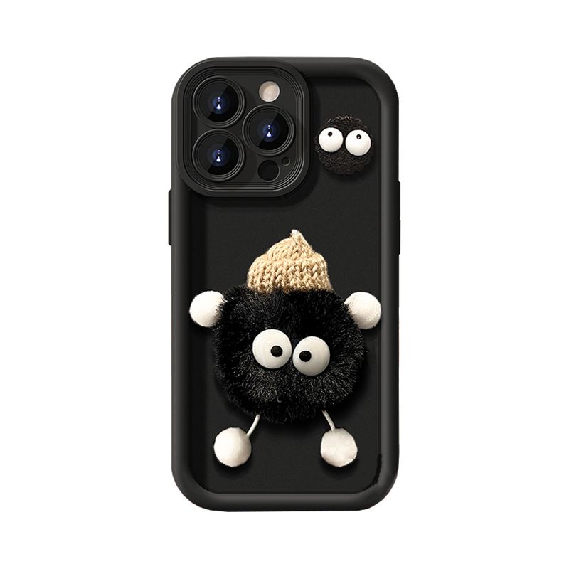 Šiltas žieminis mielas 3D juokingas pliušinis silikoninis minkštas dėklas iPhone 15 14 Pro Max 13 12 11 X XR XS 7 Plus dėklas_voghion.com