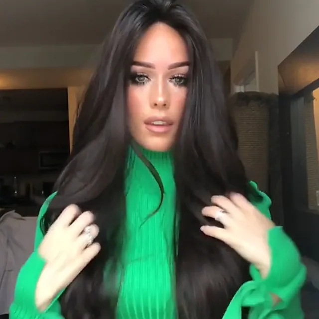 Synthetische Perücke für Damen, langes, großes, welliges, lockiges Haar, schwarzes, langes, glattes Haar, Styling-Kollokation_voghion.com