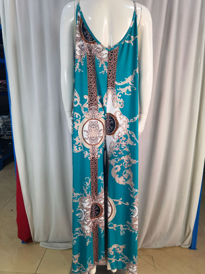 Women's clothing independent station casual printed backless sexy jumpsuit_voghion.com