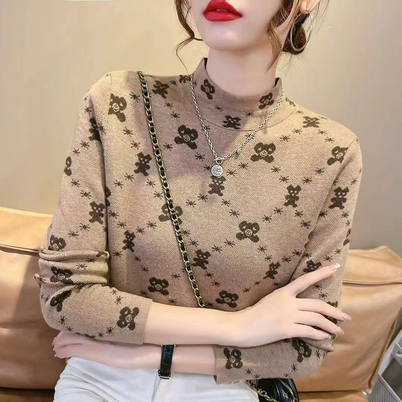 Dames plus en verdikte Duitse veet trui alles-in-één halve coltrui buitenlandse stijl warme basis shirt tops voor dames_voghion.com