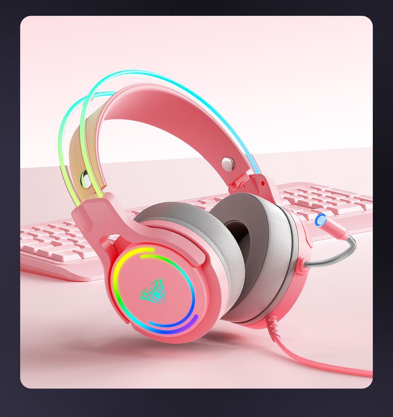Casque de jeu Esports S506 RGB avec microphone, réduction du bruit, son surround 7.1, confortable à porter, compatible PC_voghion.com