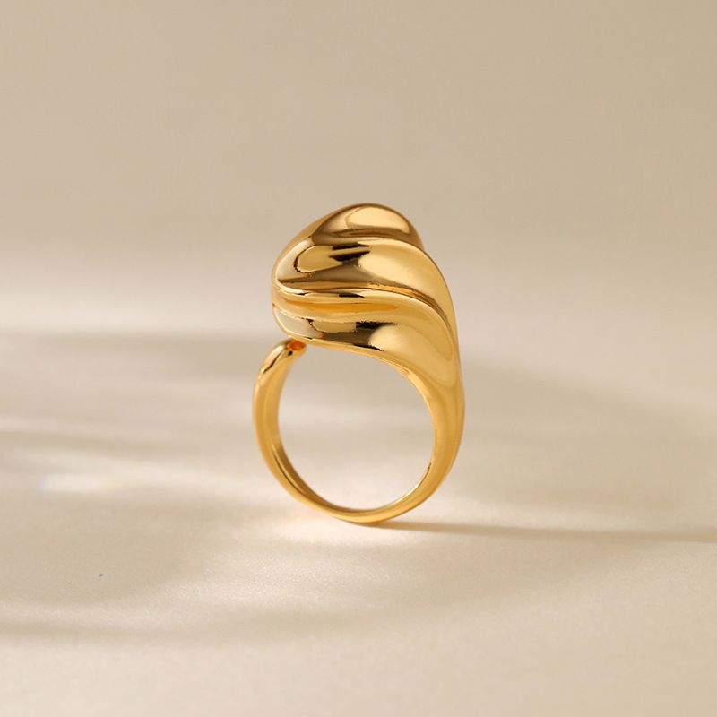 Heavy metal color preserving love ring copper plated with K real gold stacking fashion irregular texture retro ring_voghion.com