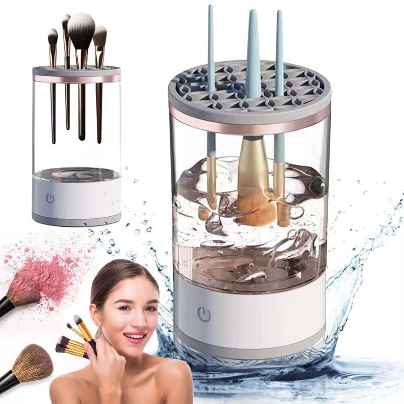 Automatic Rotating Electric Makeup Brush Cleaner USB Powered Portable Deep Cleaning Most Brushes Stylish Cylindrical Devices_voghion.com