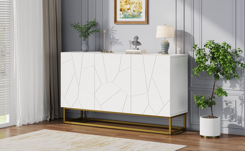Buffet Hochglanz avec 4 compartiments, meuble buffet moderne Anrichte Schrank, 130 cm de large_voghion.com