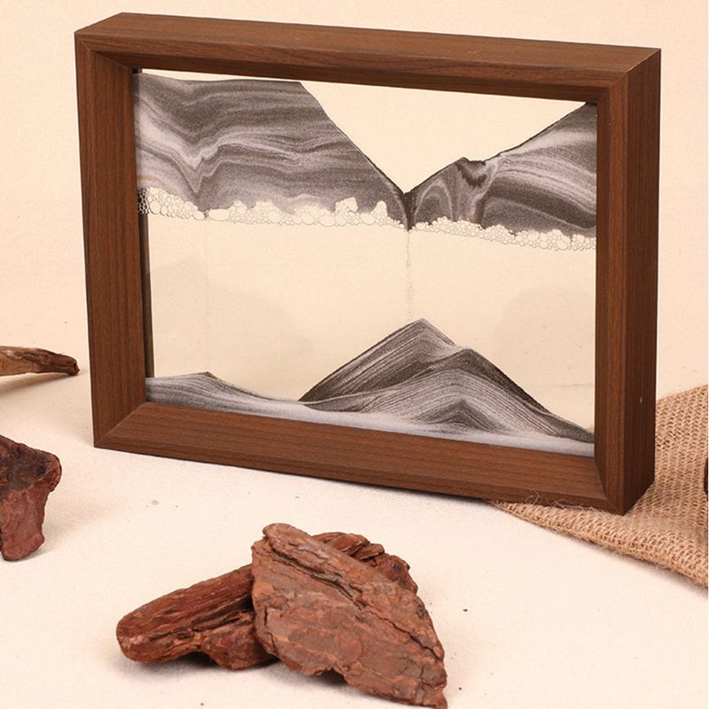 Modern Minimalist Hourglass Square Flowing Sand Painting Living Room Wooden Frame Decoration Home Ornament Creative Gift_voghion.com