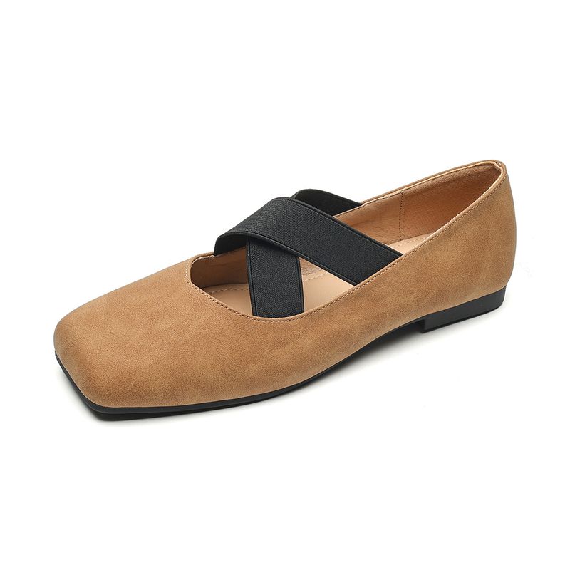 Silver Ballet Shoes Women's Light Mouth Vintage Cross Strap Square Head Single Shoes Women's Soft Sole_voghion.com
